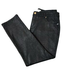 Eric Black Snakeskin Print Pants Size 10 Faux Reptile Stretch Edgy